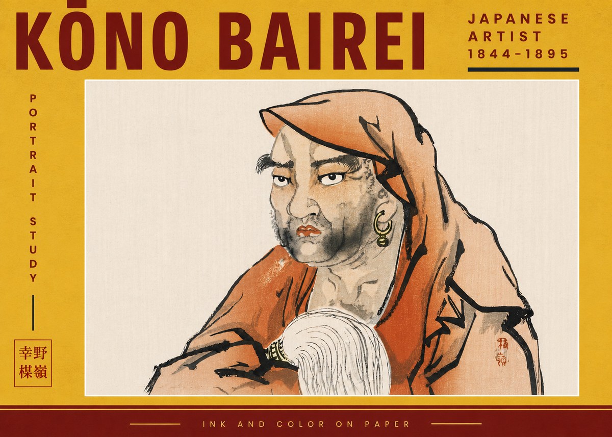 Kōno Bairei Portrait Study No4 - Póster