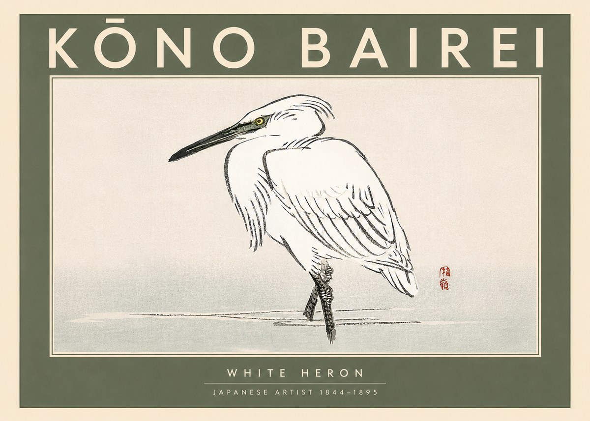 Kōno Bairei White Heron No3 - Póster