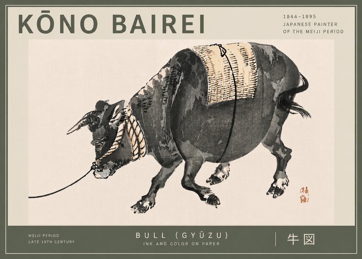 Kōno Bairei Bull (Gyūzu) No6 - Póster
