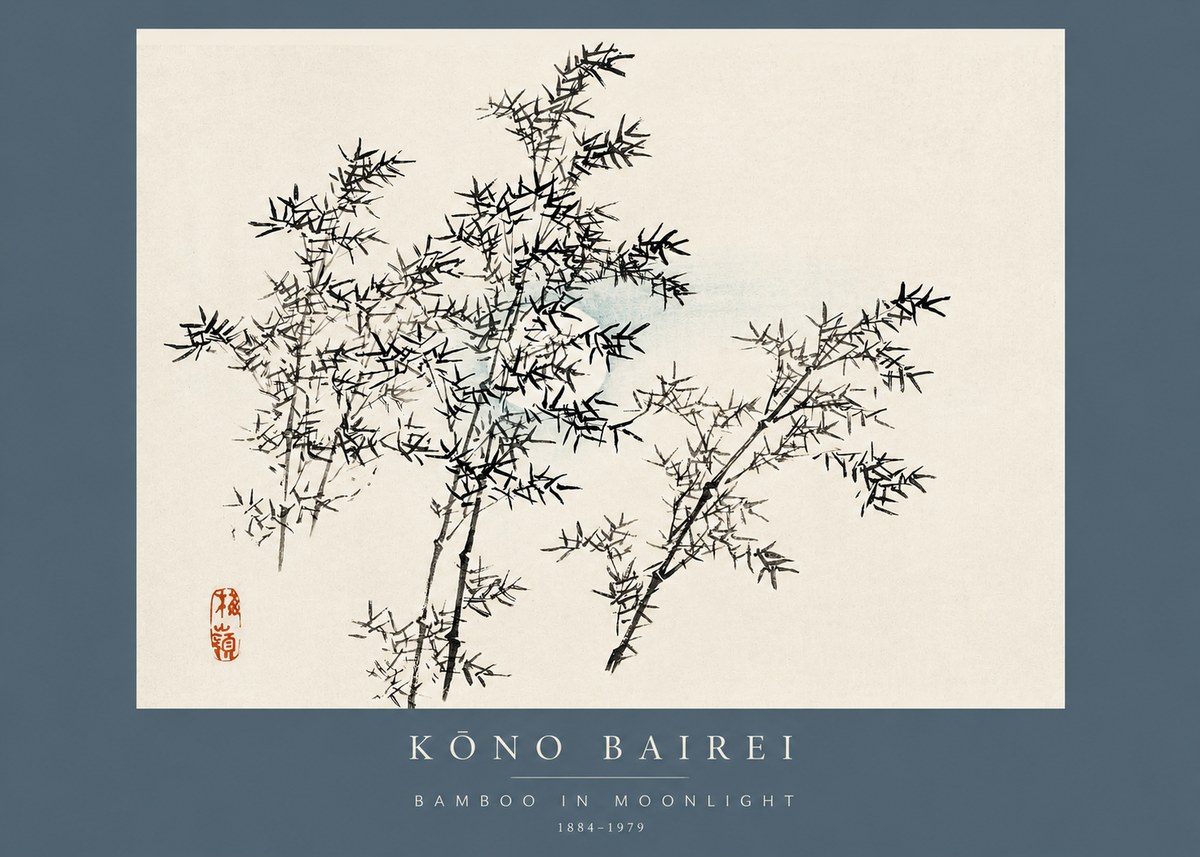 Kōno Bairei Bamboo in Moonlight No2 - Póster