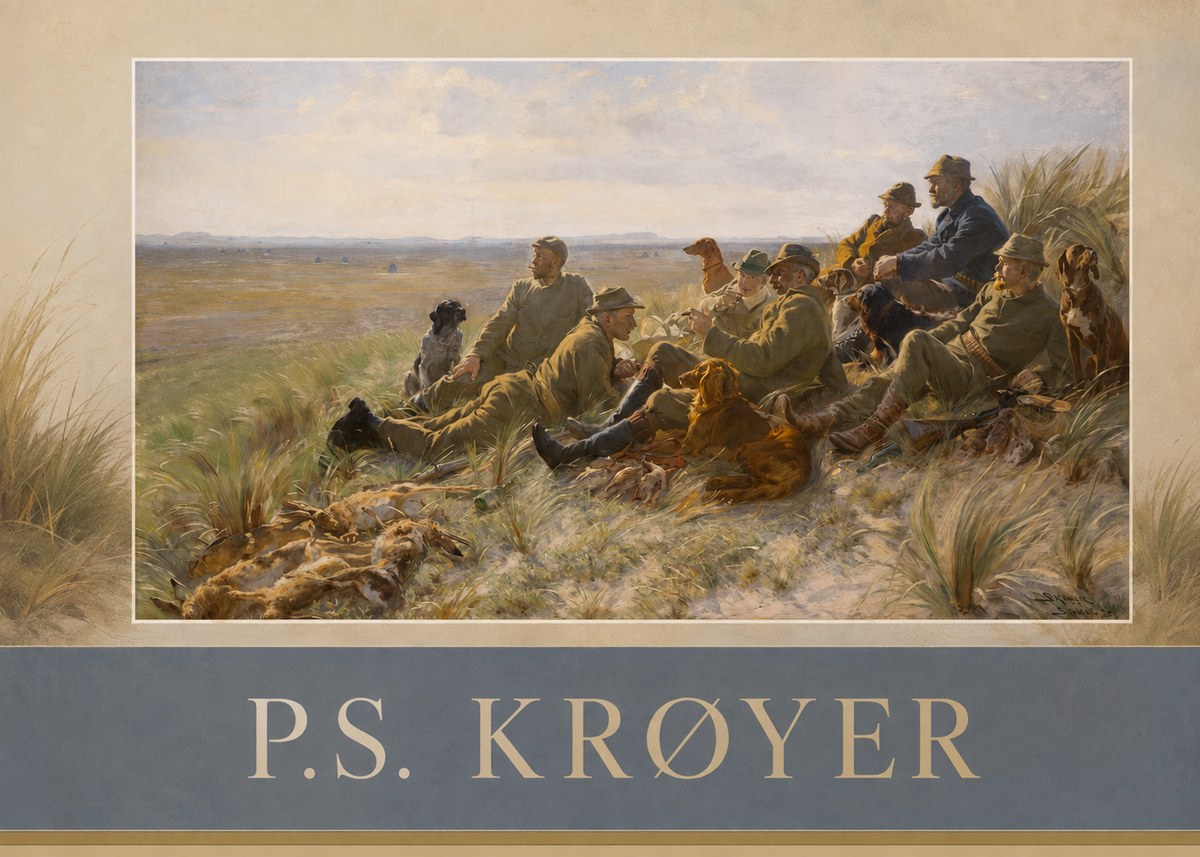 P.S. Krøyer Hare-hunting in the Dunes No2 - Póster