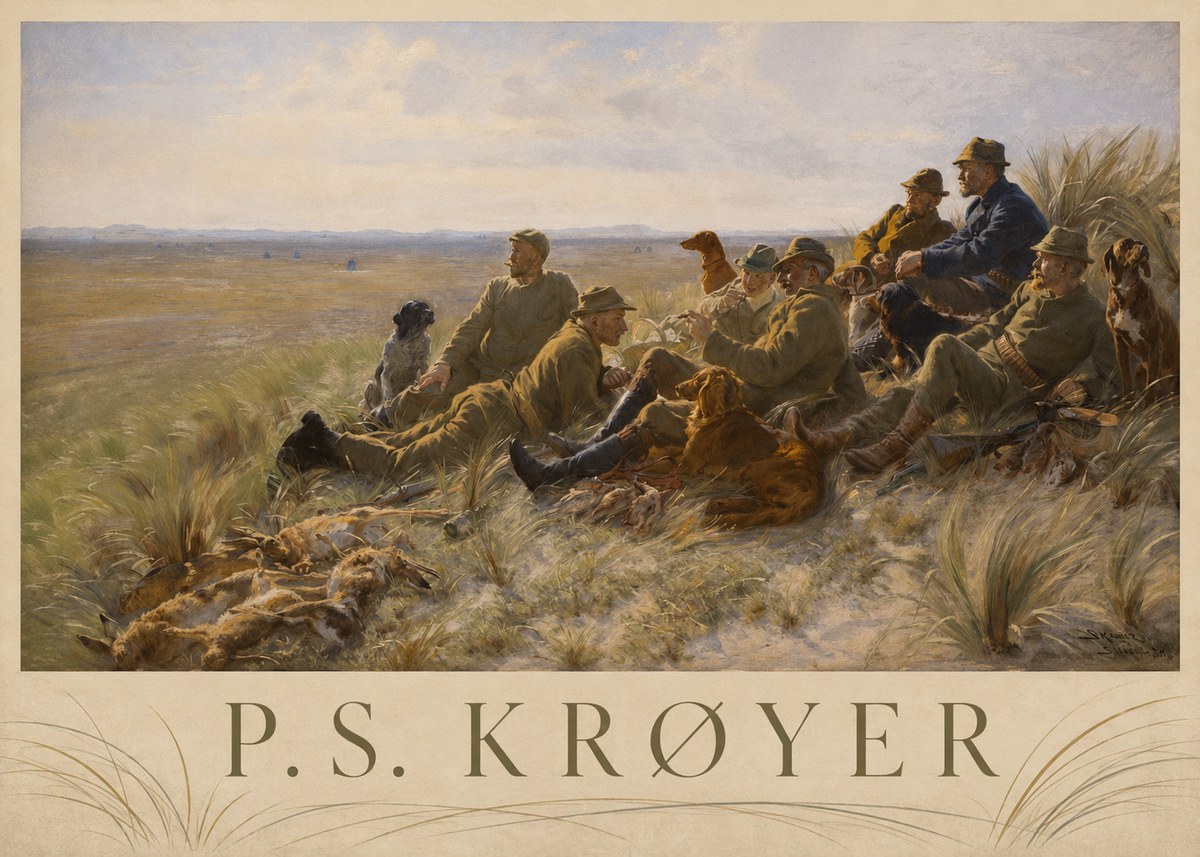 P.S. Krøyer Hare-hunting in the Dunes No3 - Póster