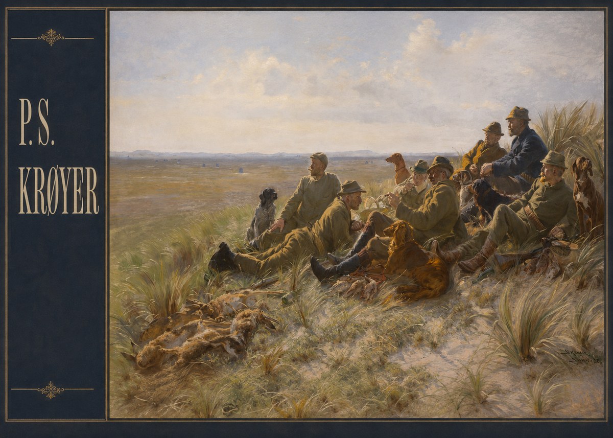 P.S. Krøyer Hare-hunting in the Dunes No4 - Póster