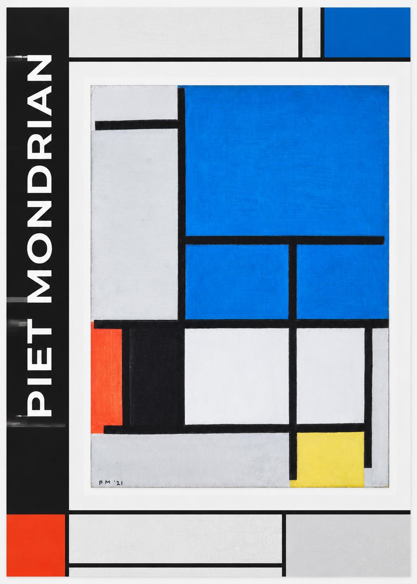 Piet Mondrian Composition with Red, Black, Blue, and Yellow No1 - Póster