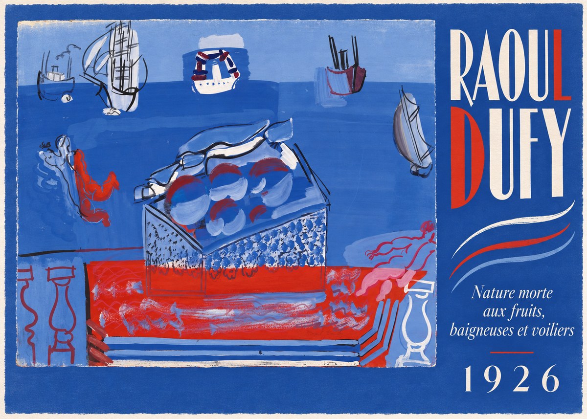 Raoul Dufy Nature Morte Aux Fruits, Baigneuses Et Voiliers No4 - Póster