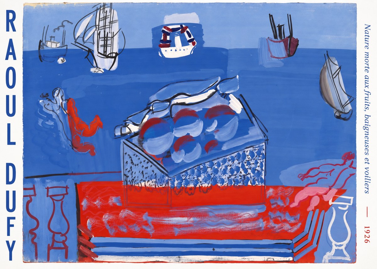 Raoul Dufy Nature Morte Aux Fruits, Baigneuses Et Voiliers No6 - Póster