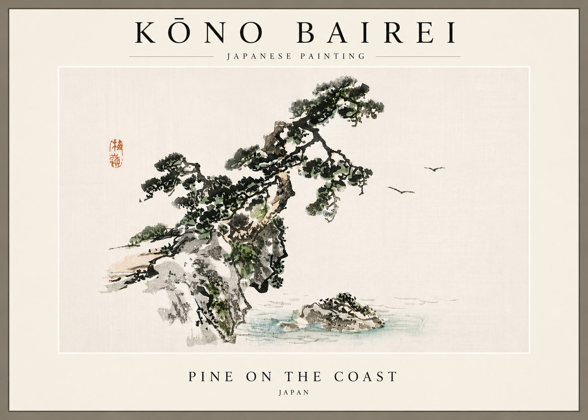 Kōno Bairei Pine on the Coast No6 - Póster