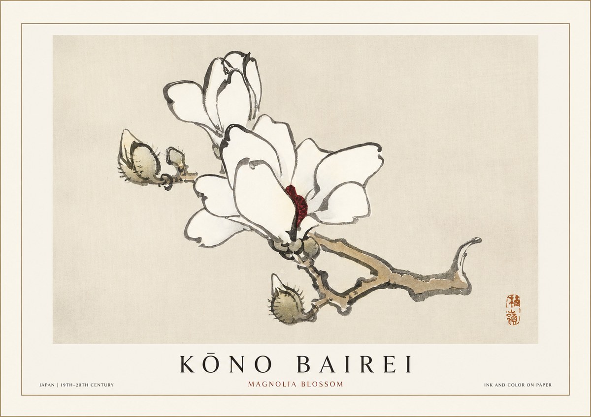 Kōno Bairei Magnolia Blossom No1 - Póster