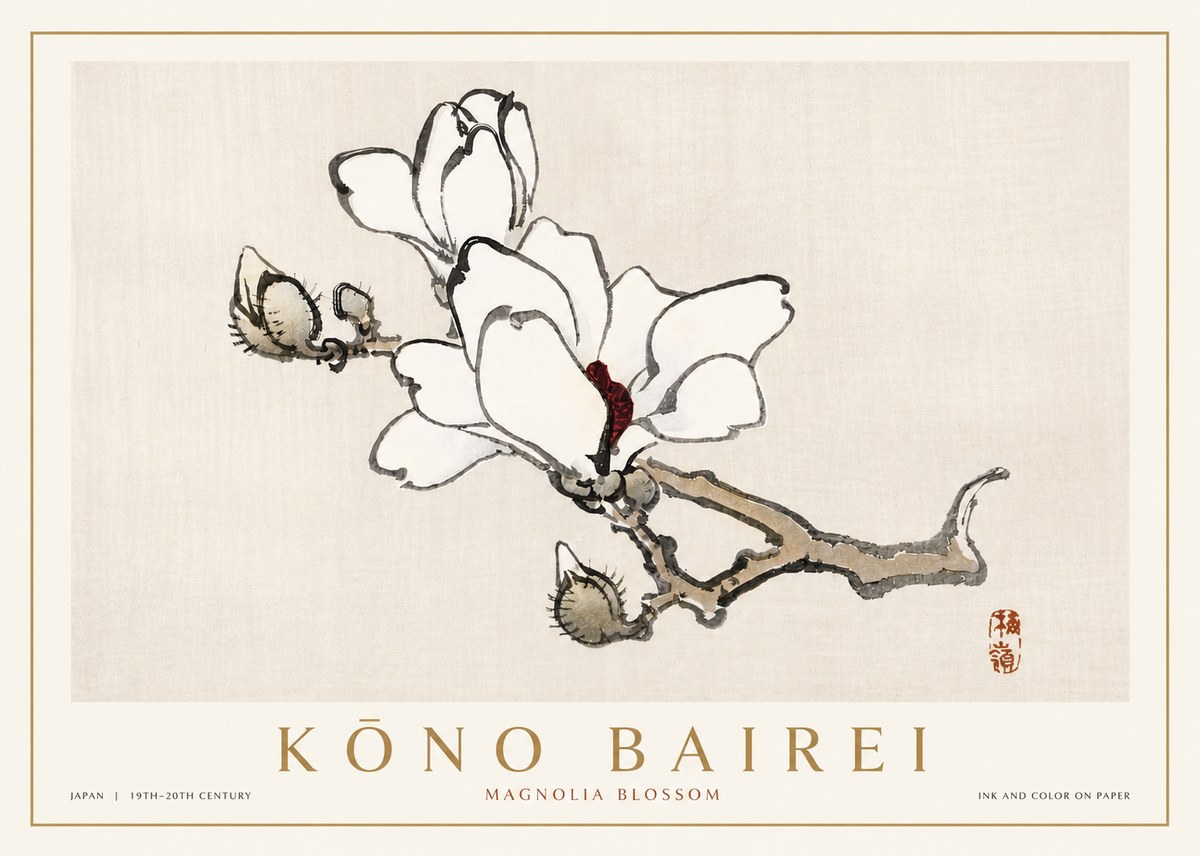 Kōno Bairei Magnolia Blossom No4 - Póster