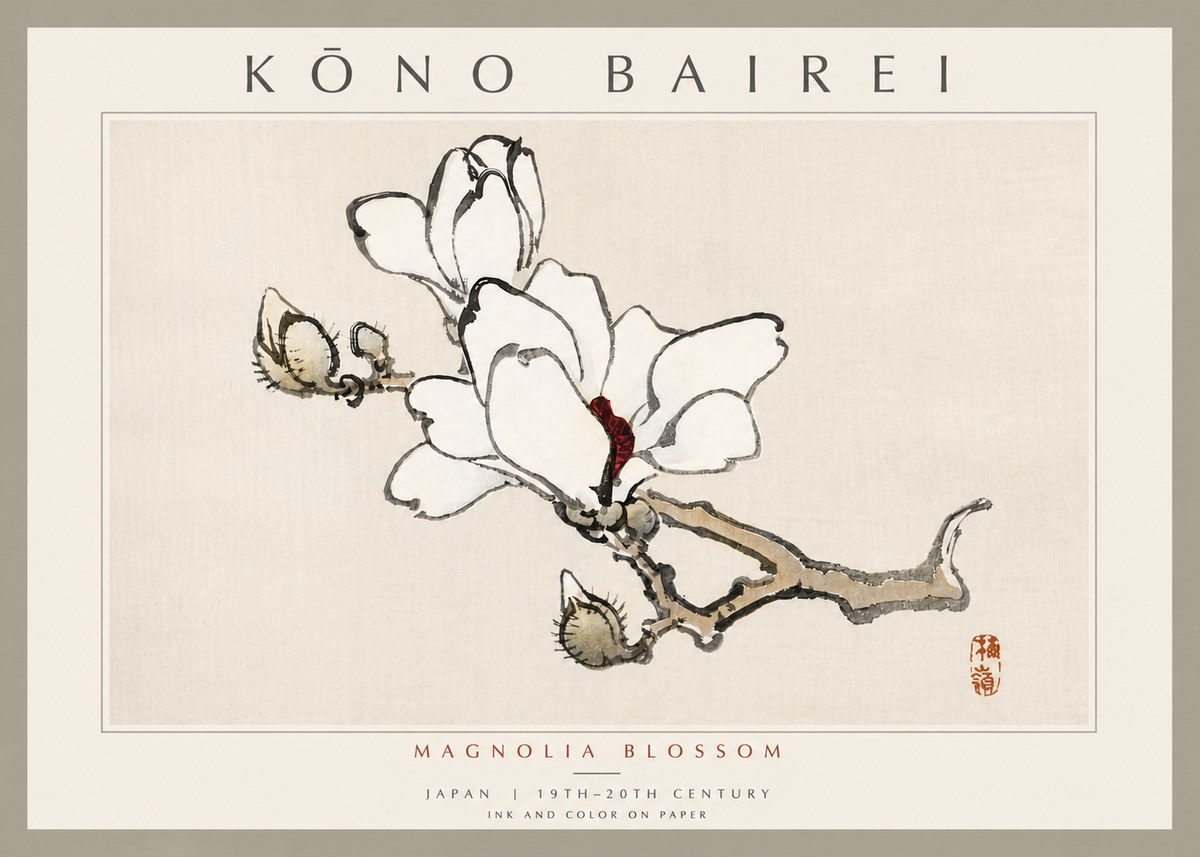 Kōno Bairei Magnolia Blossom No6 - Póster