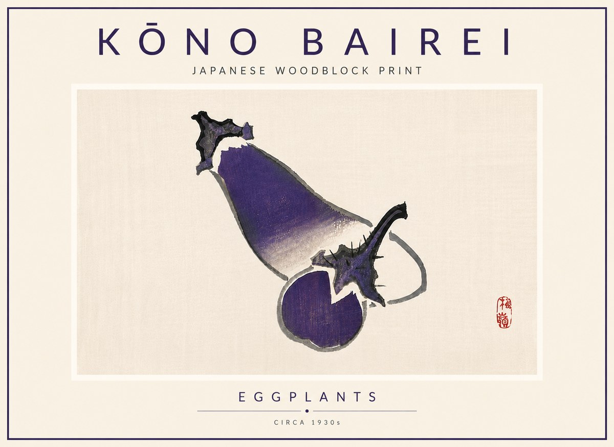Kōno Bairei Eggplants No6 - Póster