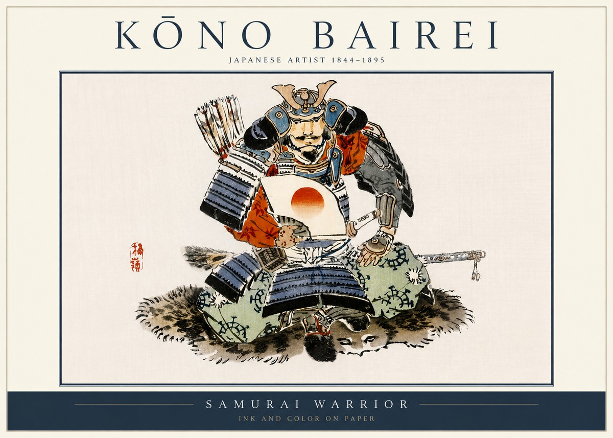 Kōno Bairei Samurai Warrior No3 - Póster