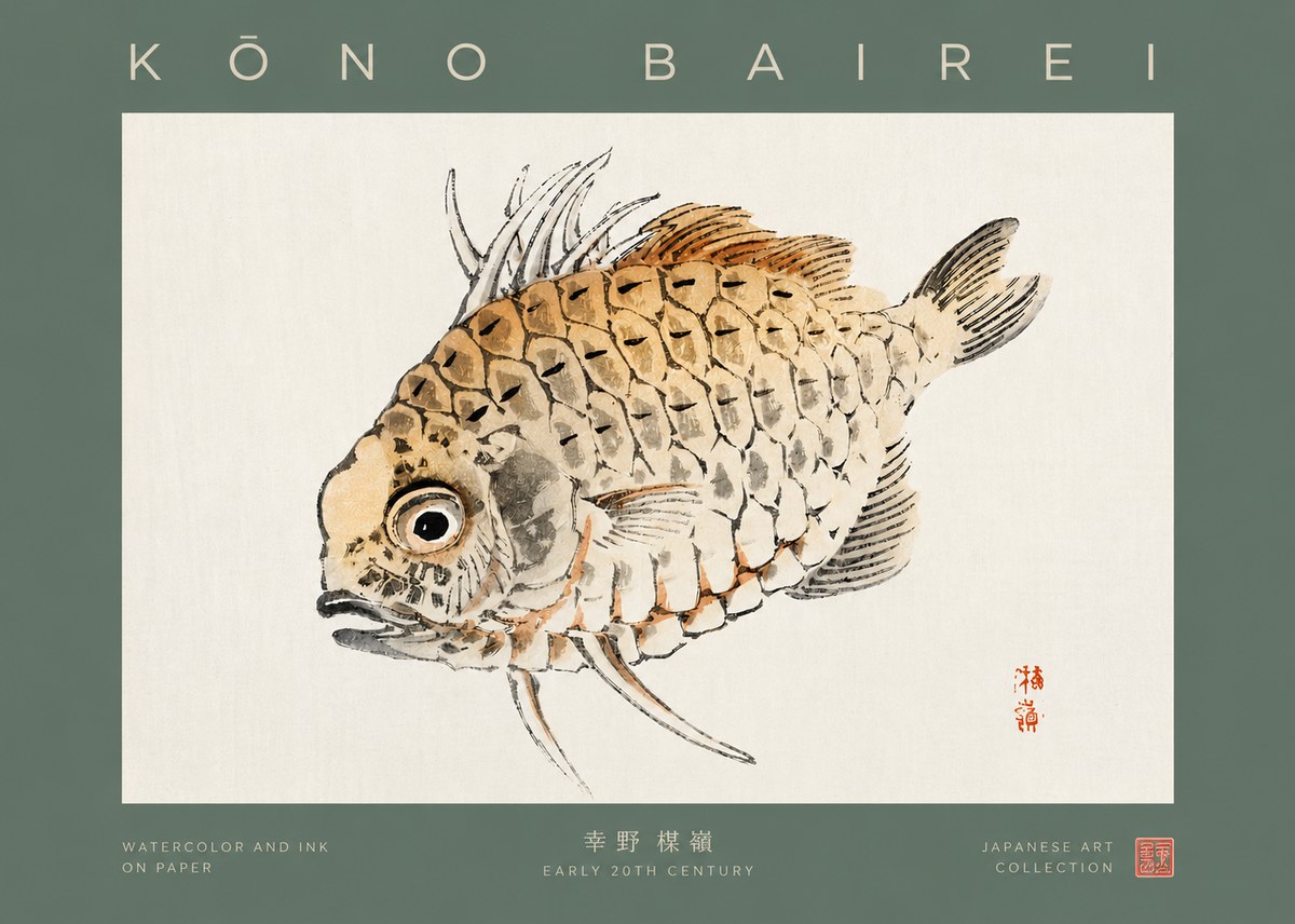 Kōno Bairei Fish III No2 - Póster