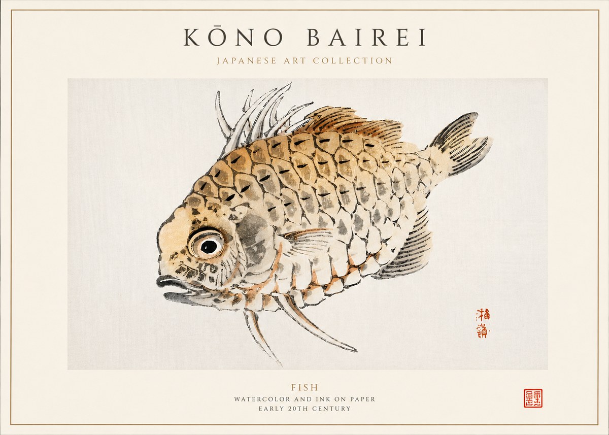 Kōno Bairei Fish III No3 - Póster