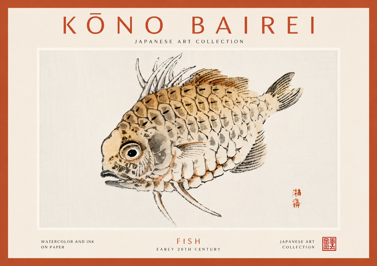 Kōno Bairei Fish III No6 - Póster