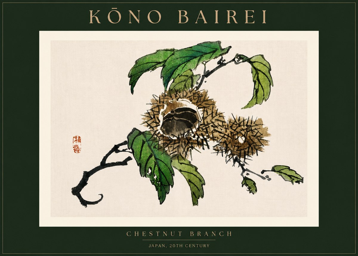 Kōno Bairei Chestnut Branch No2 - Póster