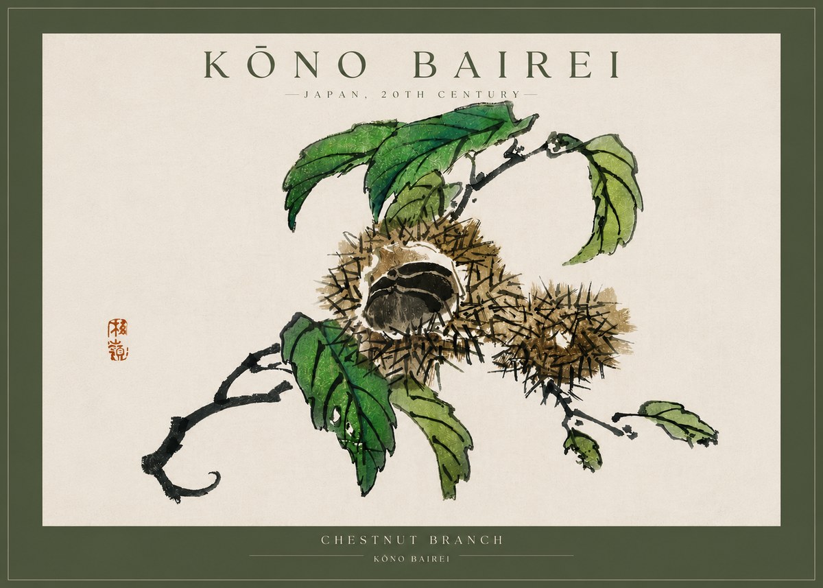 Kōno Bairei Chestnut Branch No4 - Póster