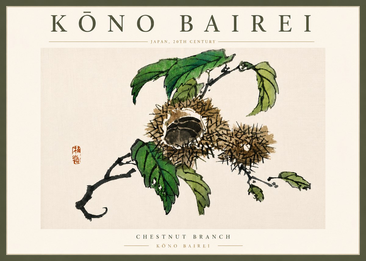 Kōno Bairei Chestnut Branch No6 - Póster