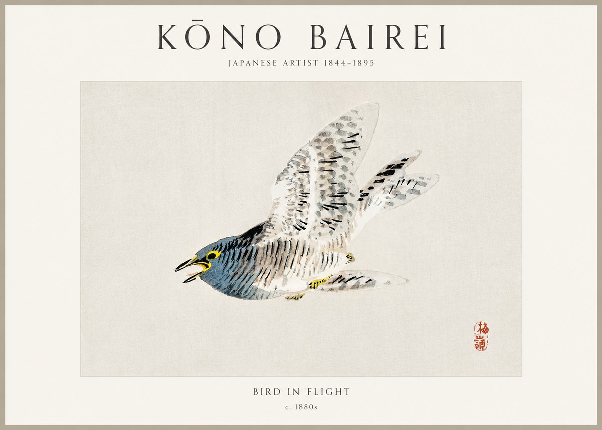 Kōno Bairei Bird in Flight No1 - Póster