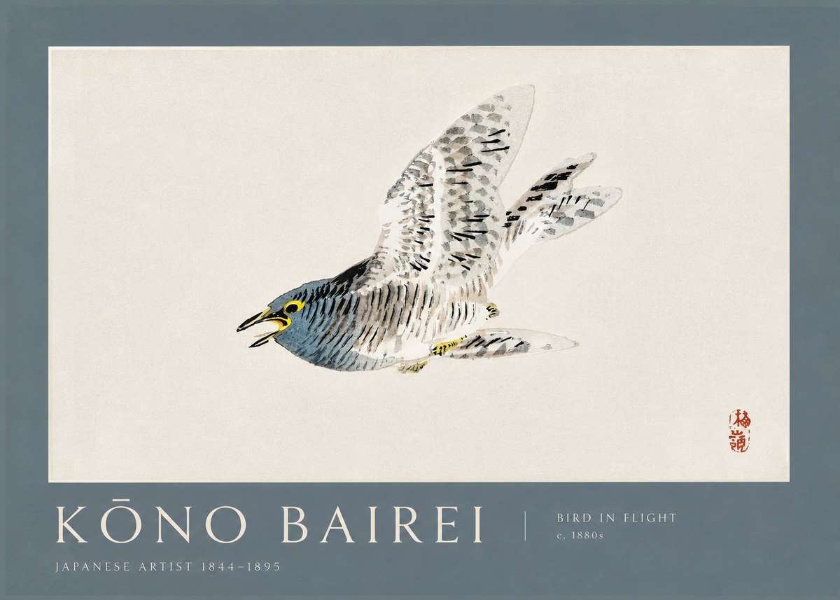 Kōno Bairei Bird in Flight No2 - Póster