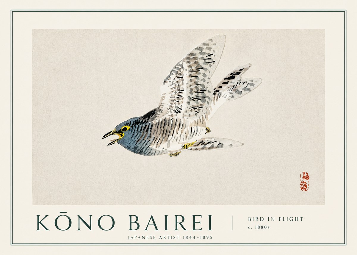 Kōno Bairei Bird in Flight No3 - Póster