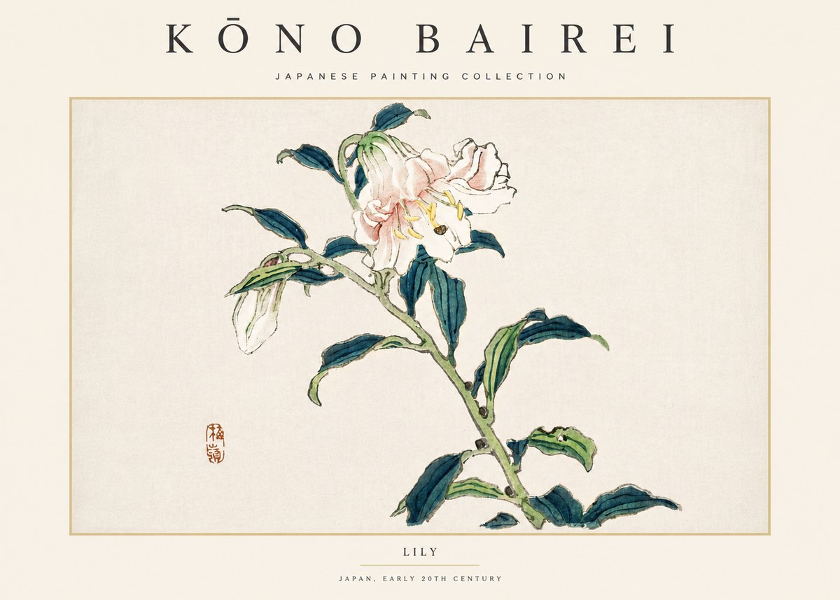 Kōno Bairei Lily No4 - Póster