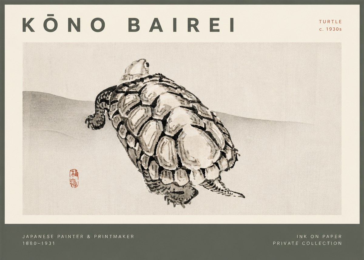 Kōno Bairei Turtle No2 - Póster