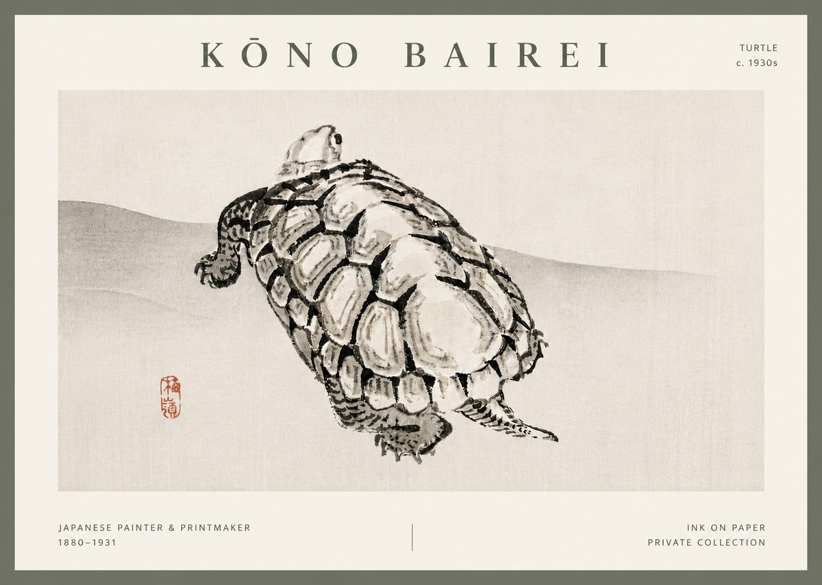 Kōno Bairei Turtle No5 - Póster