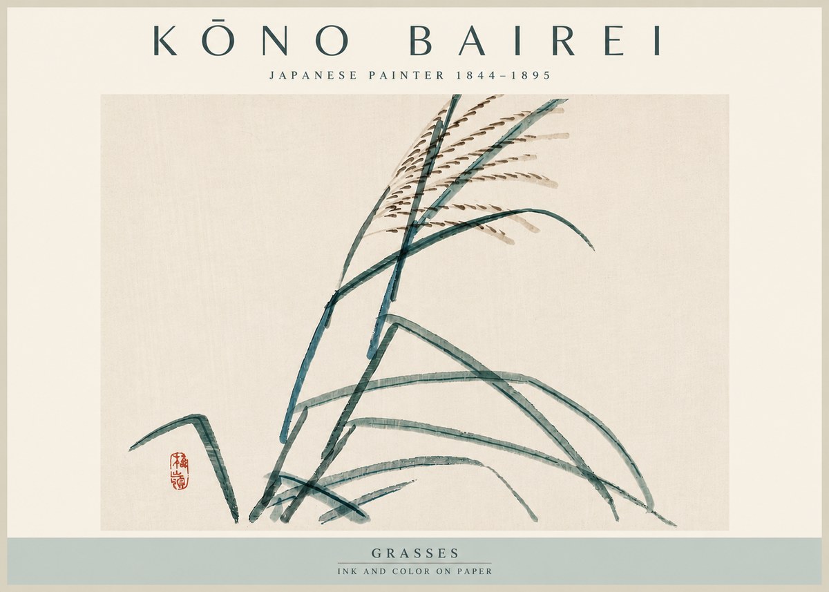 Kōno Bairei Grasses No4 - Póster