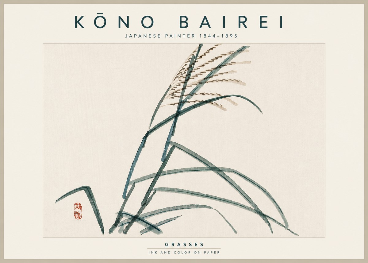 Kōno Bairei Grasses No5 - Póster
