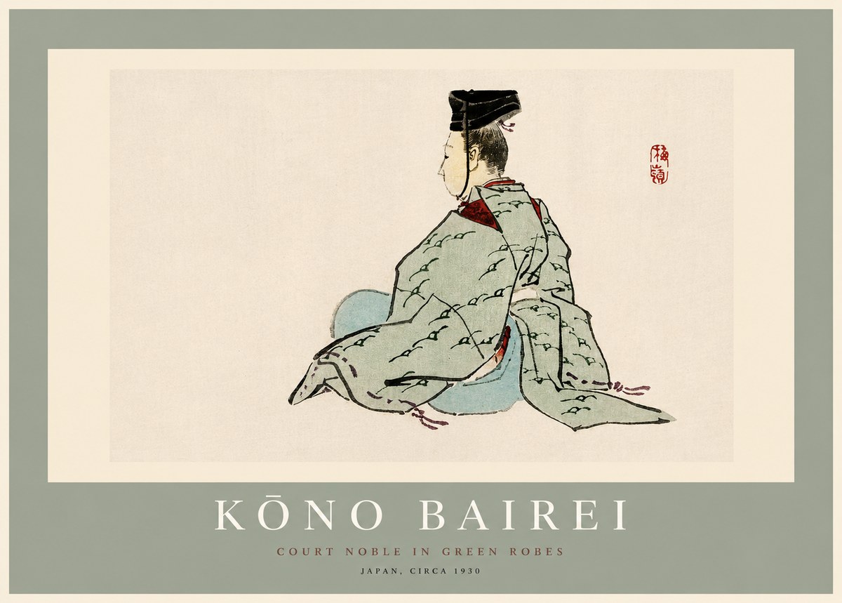 Kōno Bairei Court Noble in Green Robes No2 - Póster