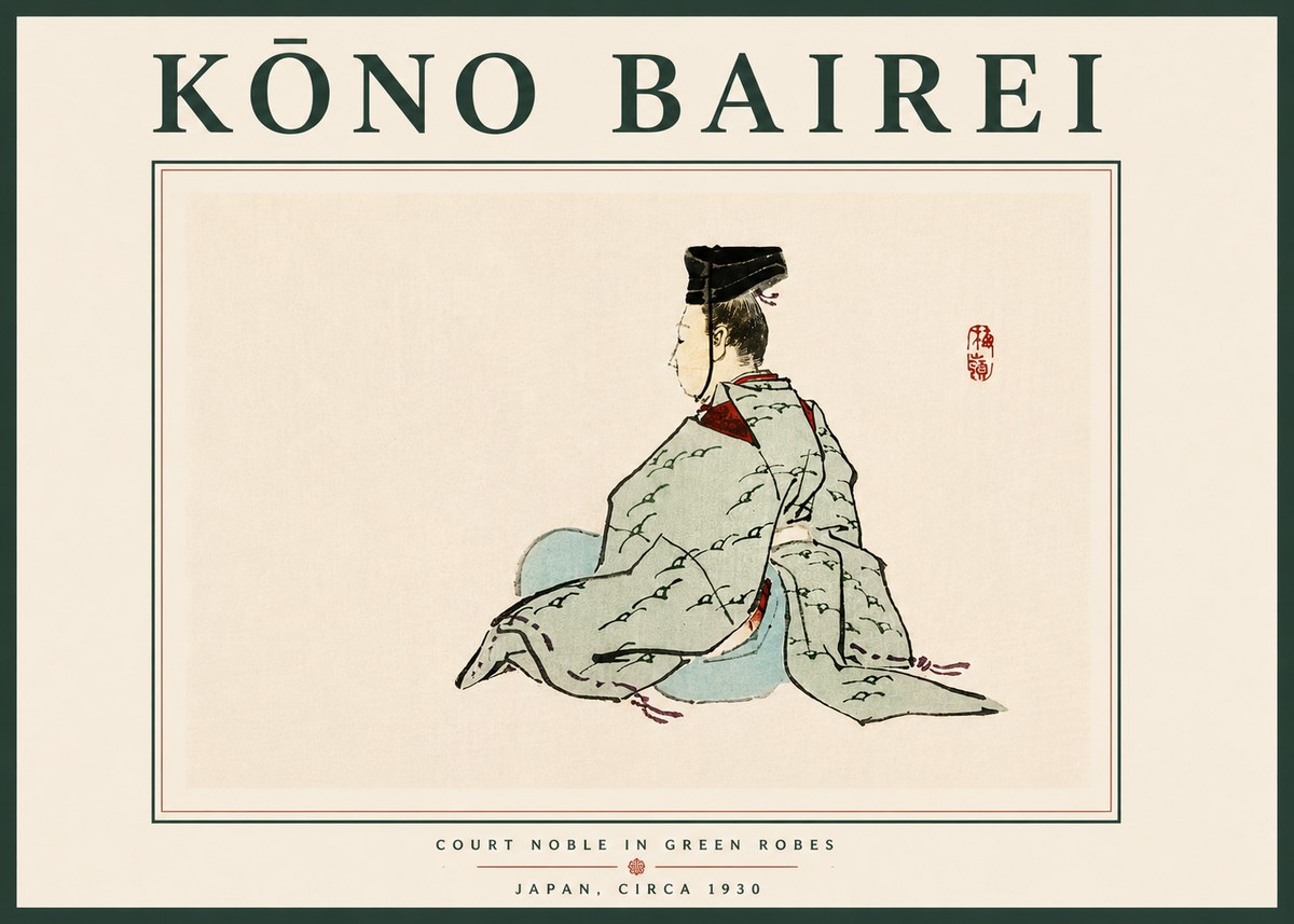 Kōno Bairei Court Noble in Green Robes No6 - Póster