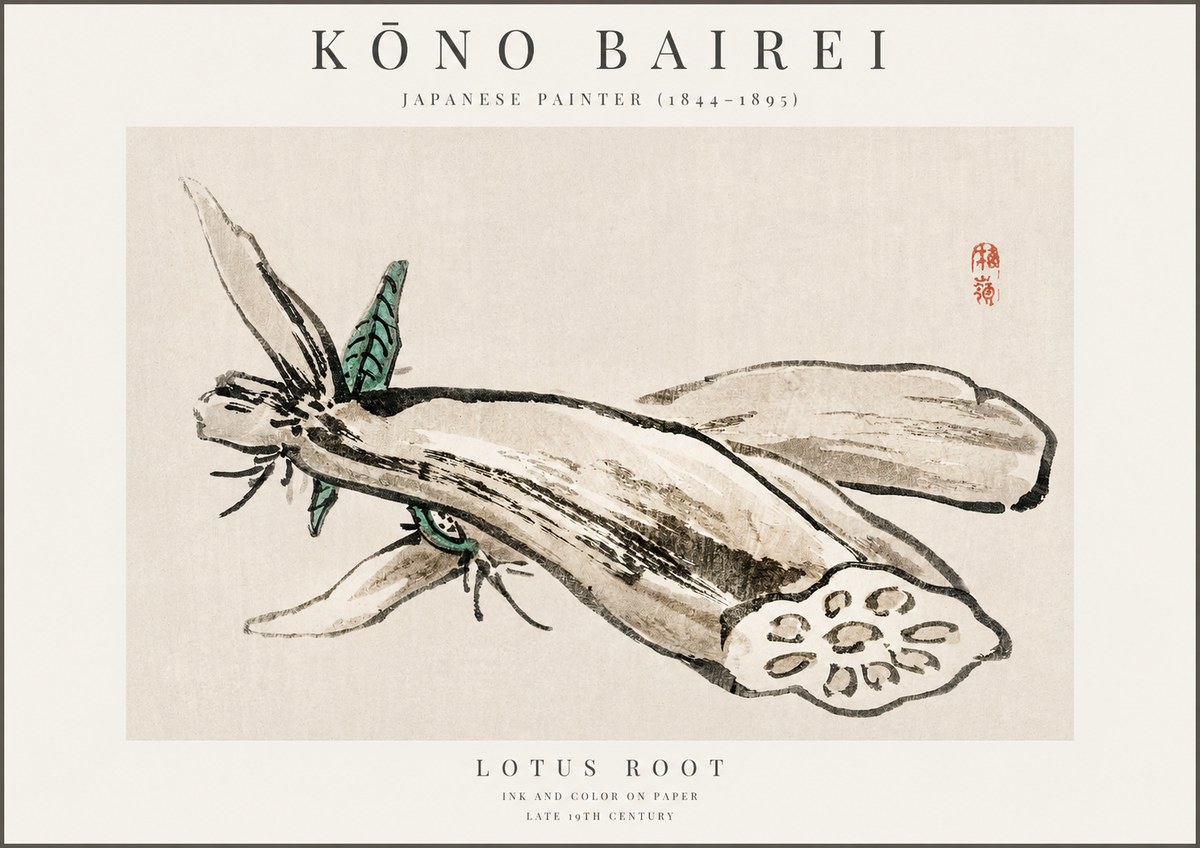 Kōno Bairei Lotus Root No1 - Póster