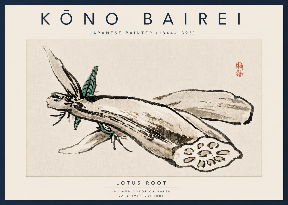 Kōno Bairei Lotus Root No4 - Póster