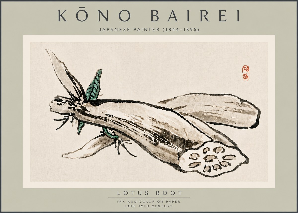 Kōno Bairei Lotus Root No5 - Póster
