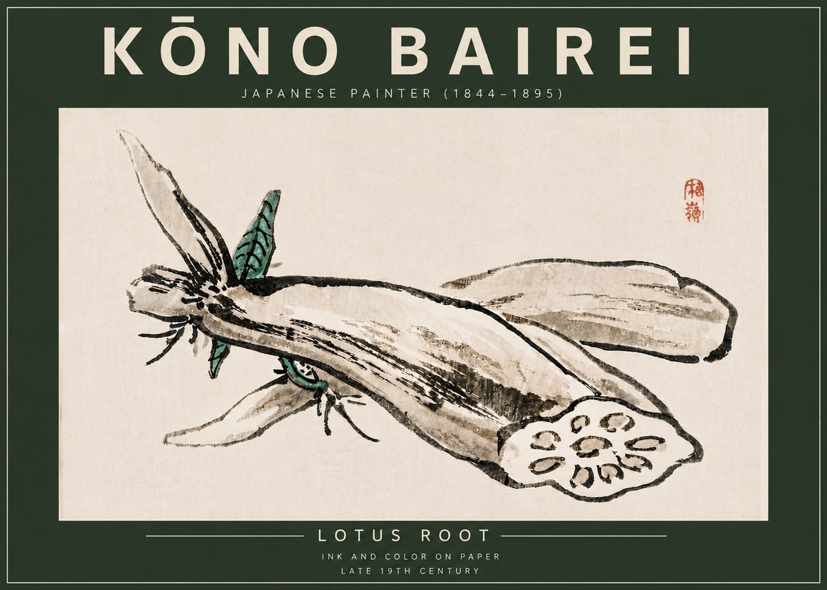 Kōno Bairei Lotus Root No6 - Póster
