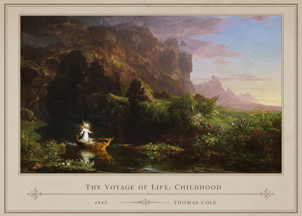 Thomas Cole The Voyage of Life: Childhood I No1 - Póster