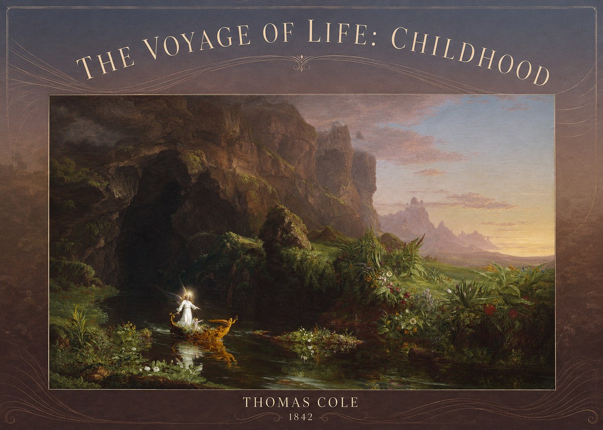 Thomas Cole The Voyage of Life: Childhood I No3 - Póster