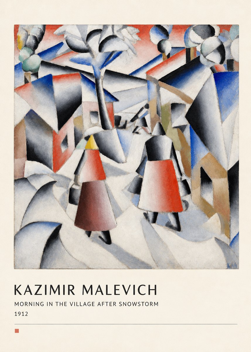 Kazimir Malevich Morning in the Village After Snowstorm No4 - Póster