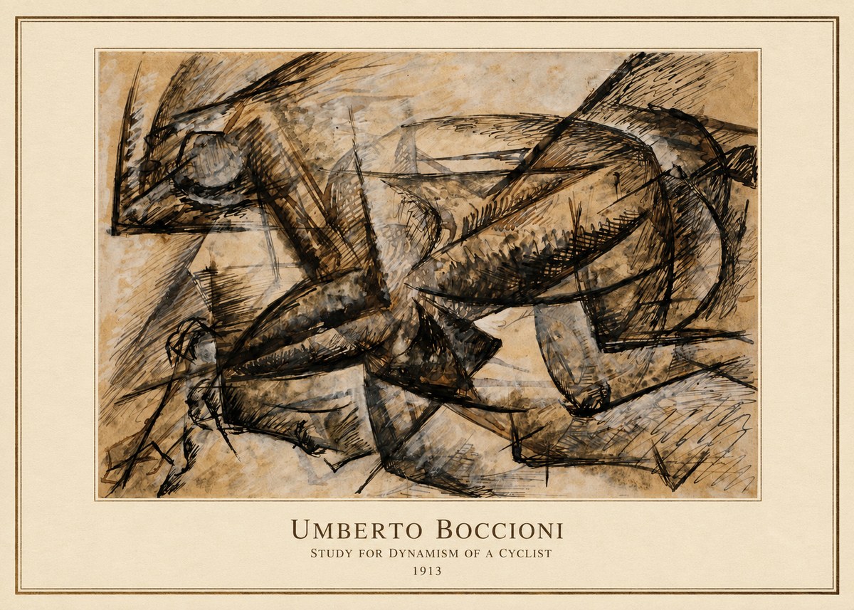 Umberto Boccioni Study for Dynamism of a Cyclist No4 - Póster