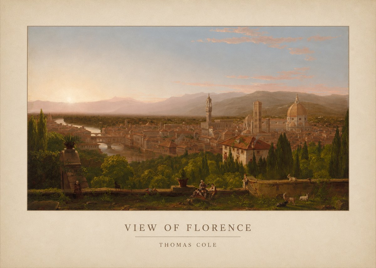 Thomas Cole View of Florence No3 - Póster
