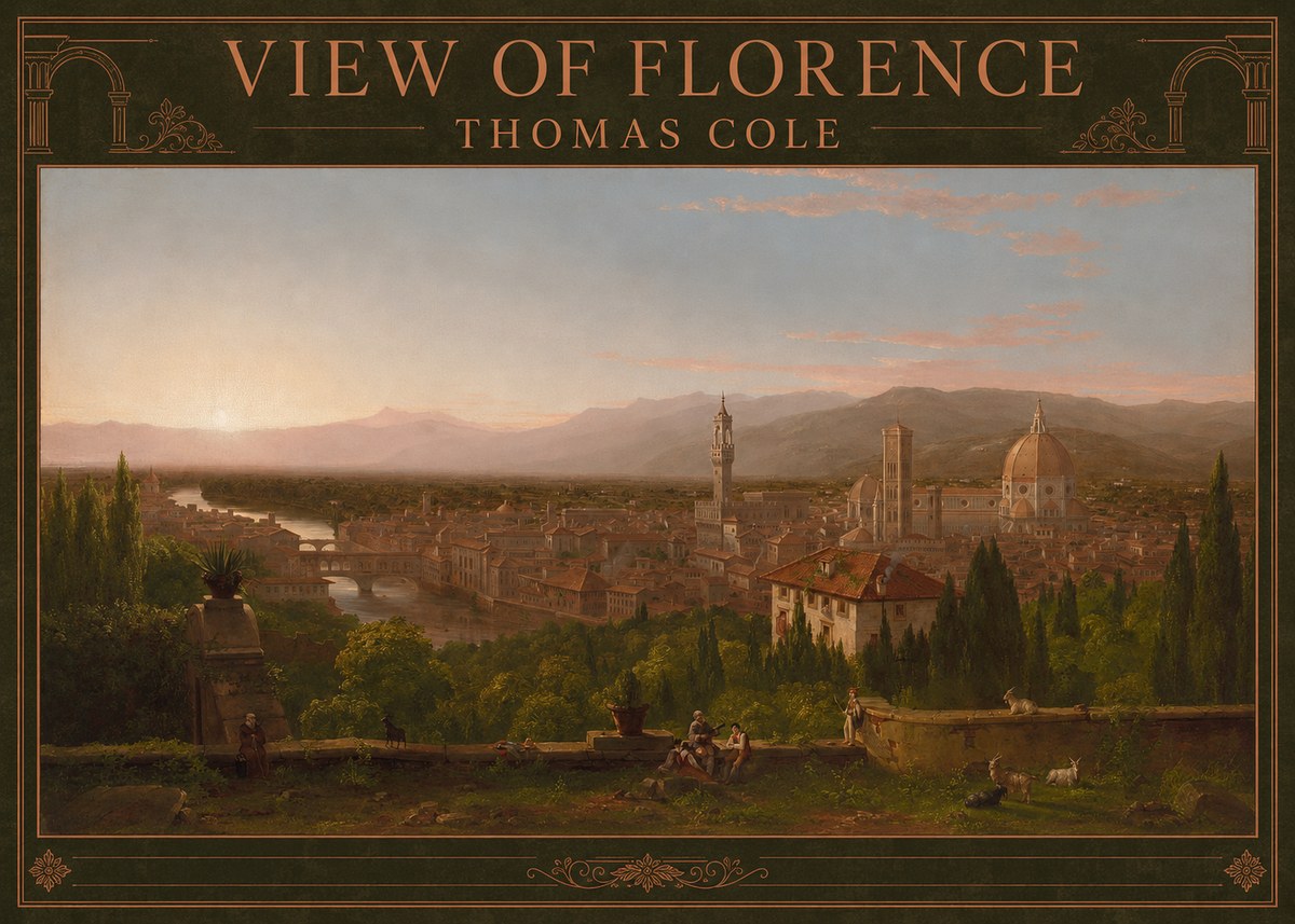 Thomas Cole View of Florence No4 - Póster
