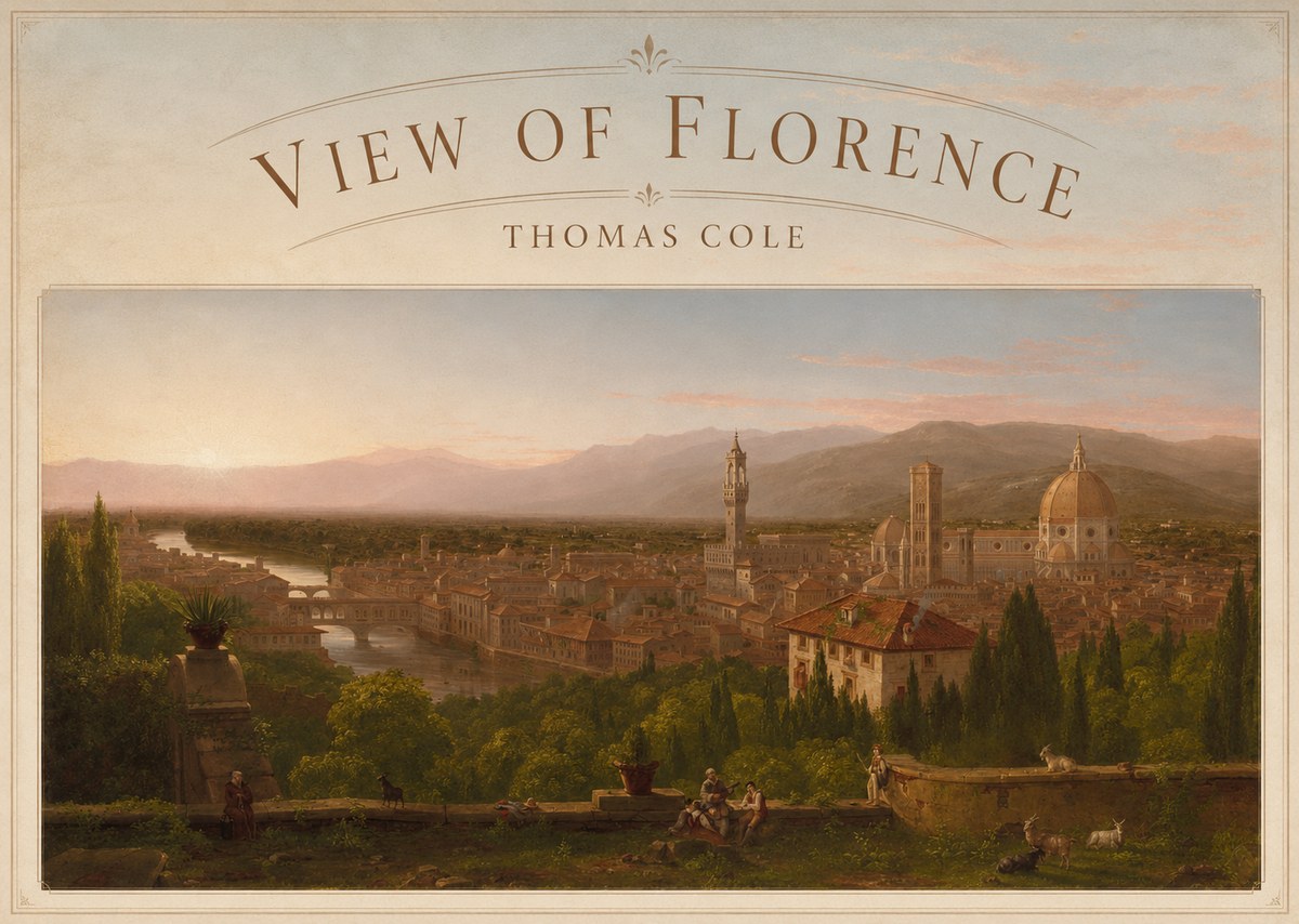Thomas Cole View of Florence No5 - Póster
