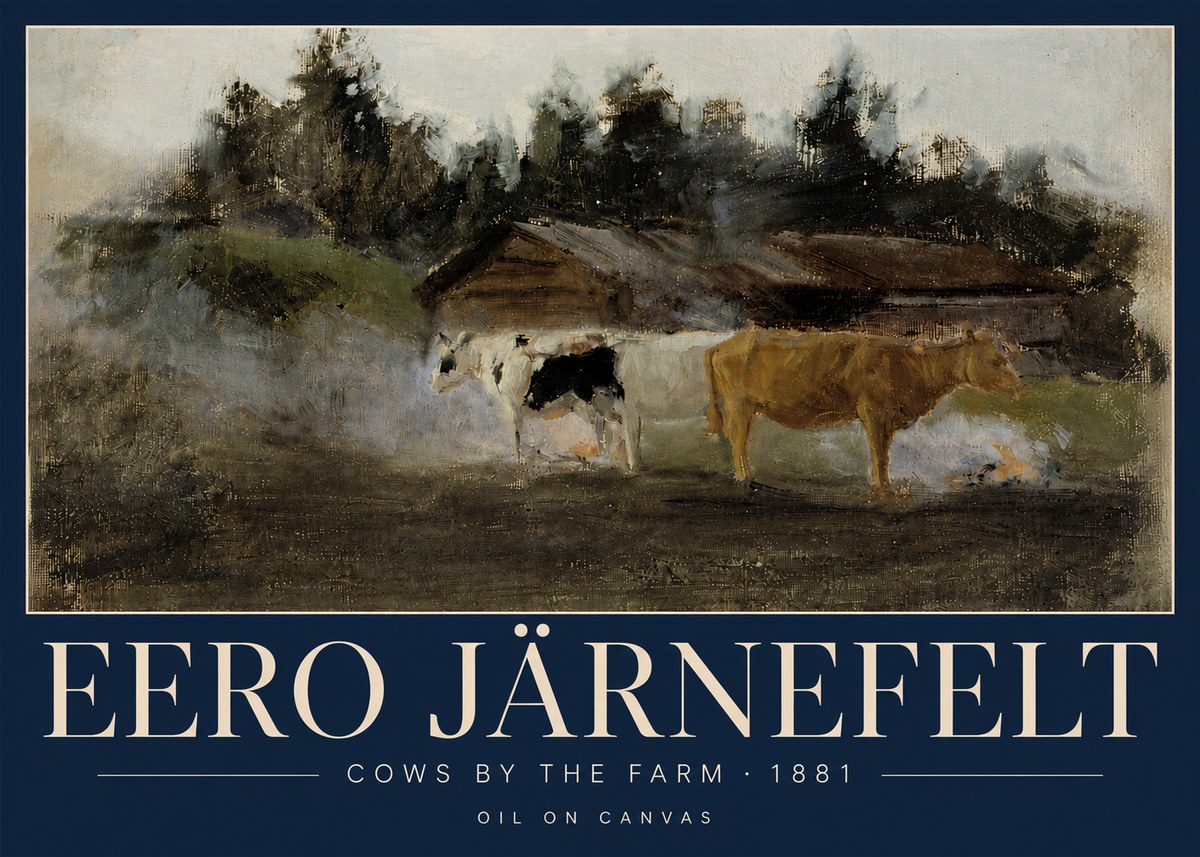 Eero Järnefelt Cows by the Farm · 1881 No5 - Póster