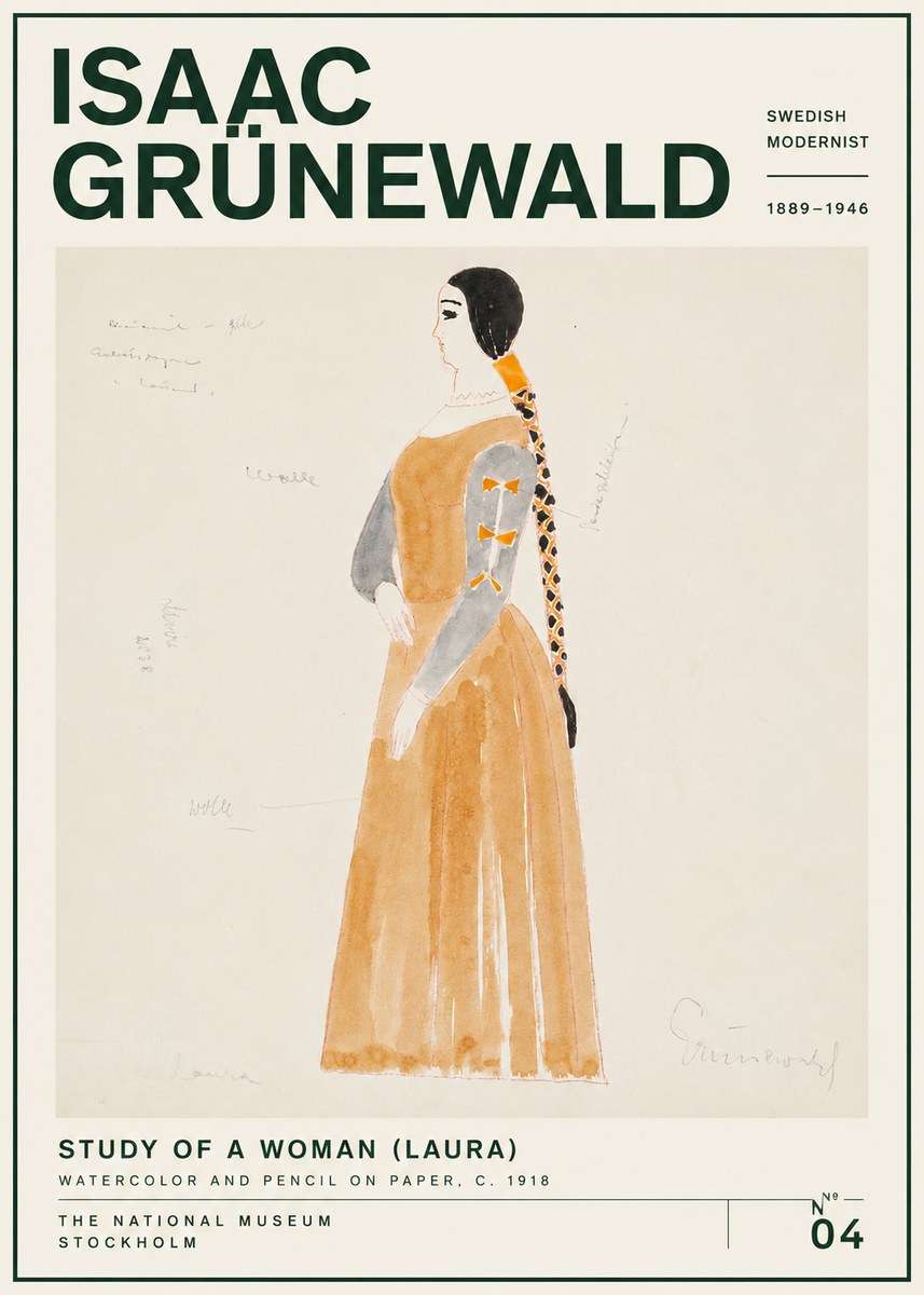 Isaac Grünewald Study of a Woman (Laura) No4 - Póster