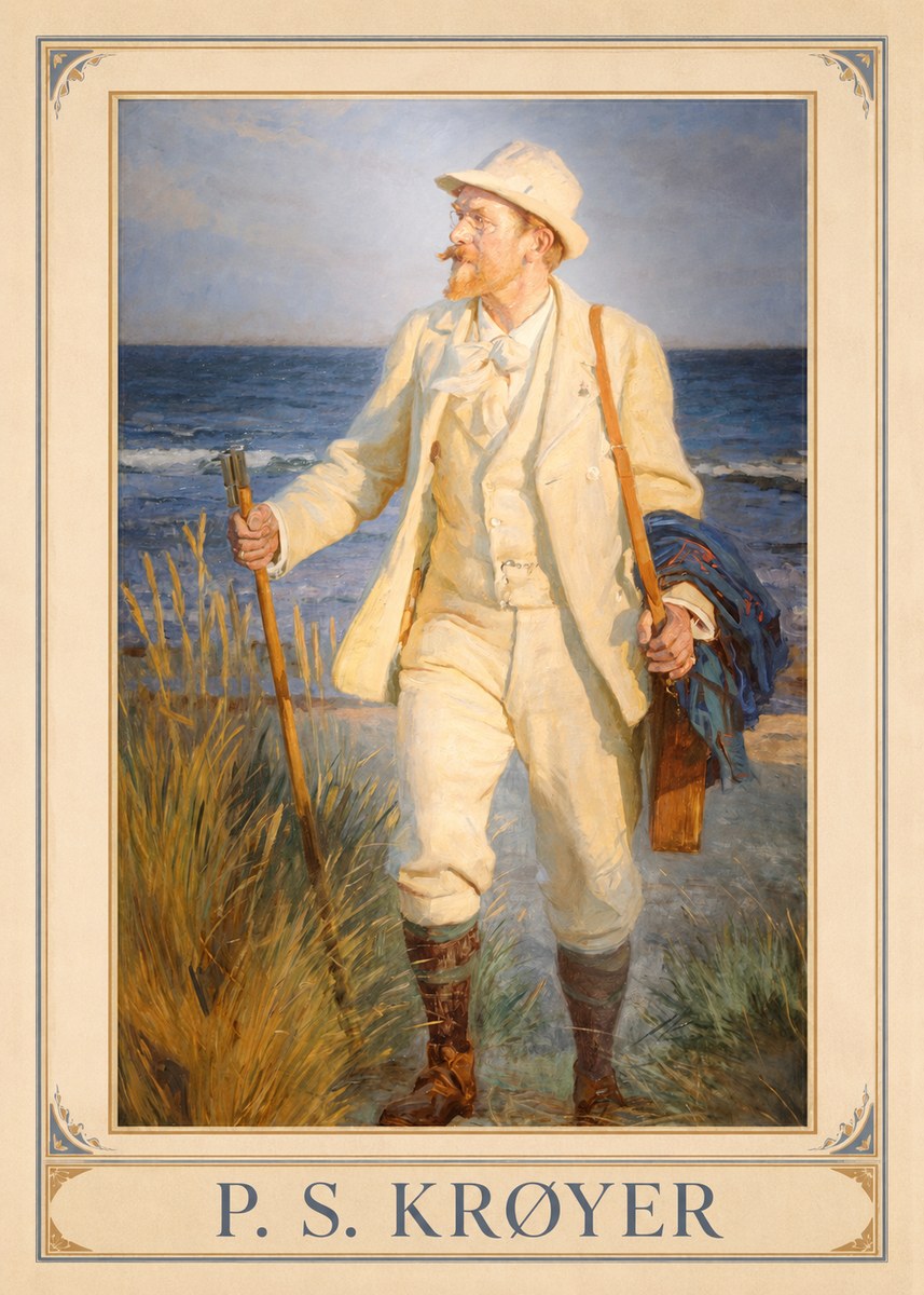 P.S. Krøyer Self-portrait by the Beach No1 - Póster