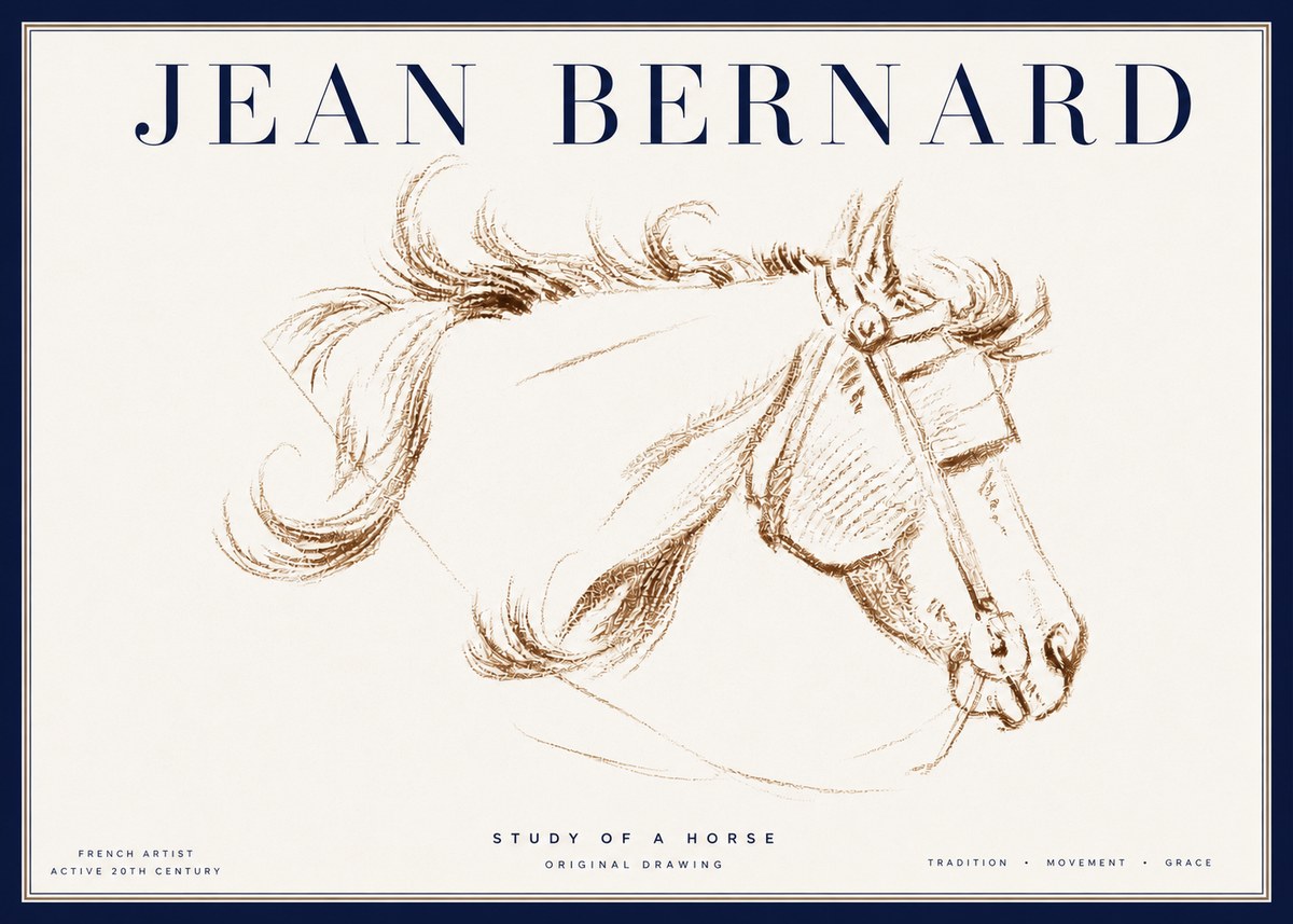 Jean Bernard Study of a Horse I No4 - Póster