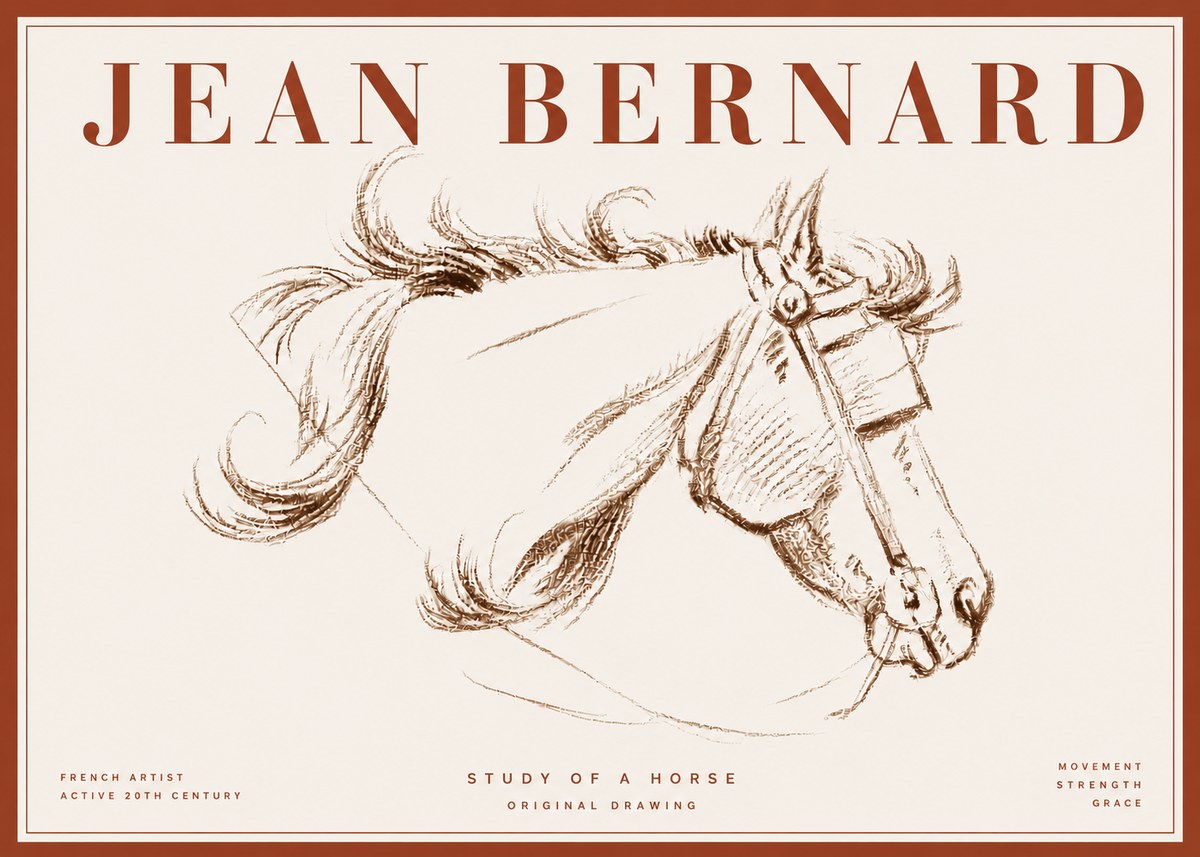 Jean Bernard Study of a Horse I No6 - Póster