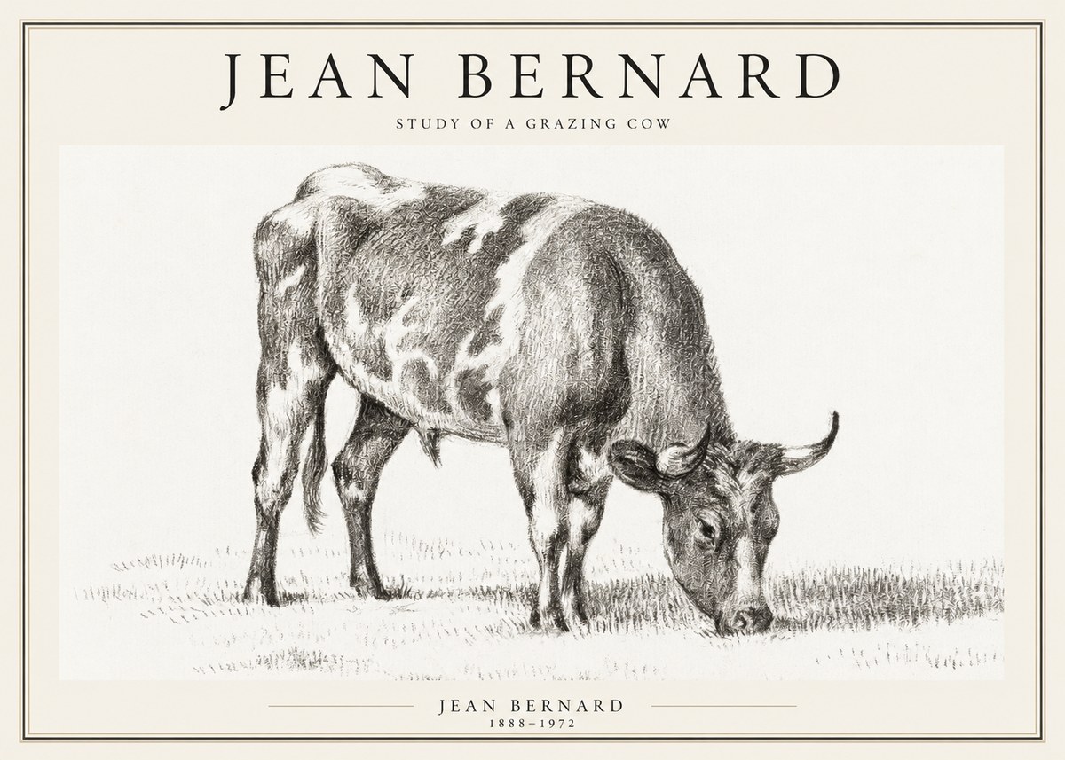 Jean Bernard Grazing Cow I No2 - Póster