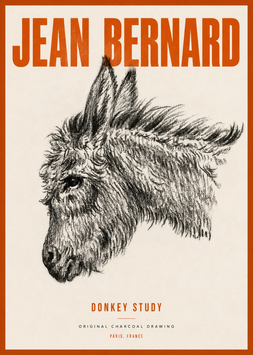 Jean Bernard Donkey Study I No4 - Póster